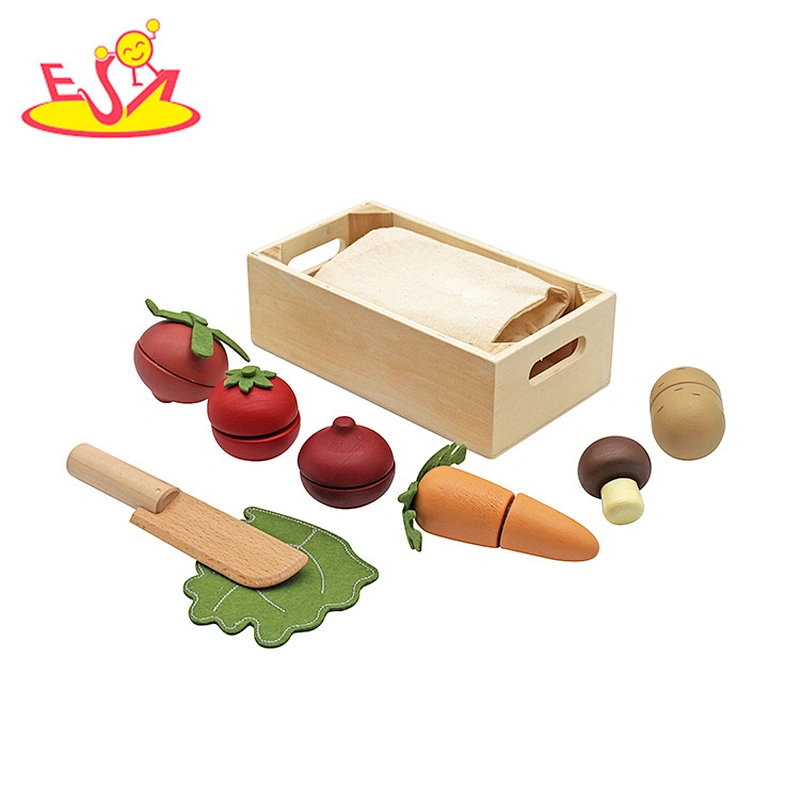 Mini Pretend Play Fake Food Realistic Wooden Cutting Vegetables Toys for Kids 3 year up W10B472
